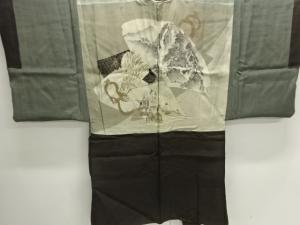 アンティーク　時代人物風景模様肩裏男物羽織